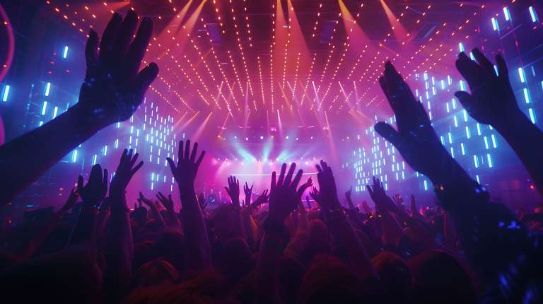 Crowd of People Dancing at a Concert